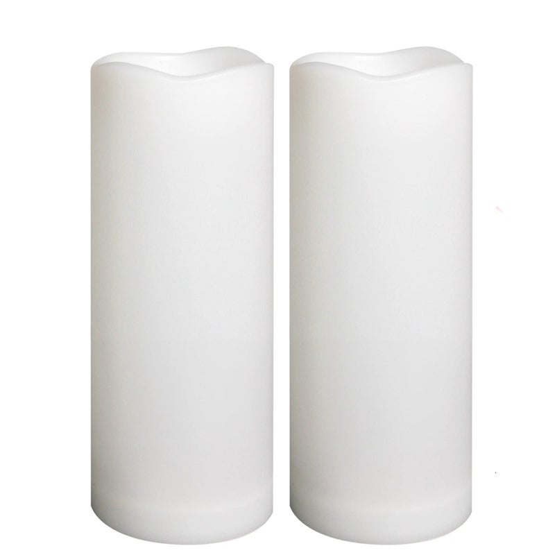 QIDEA Outdoor Waterproof Flameless LED Pillar Candles with Timer Battery Operated Plastic Large Decorative Electric Candle Lights for Halloween Christmas Wedding Party Centerpiece Decoration 2 Pack 3"x8" - Image 1